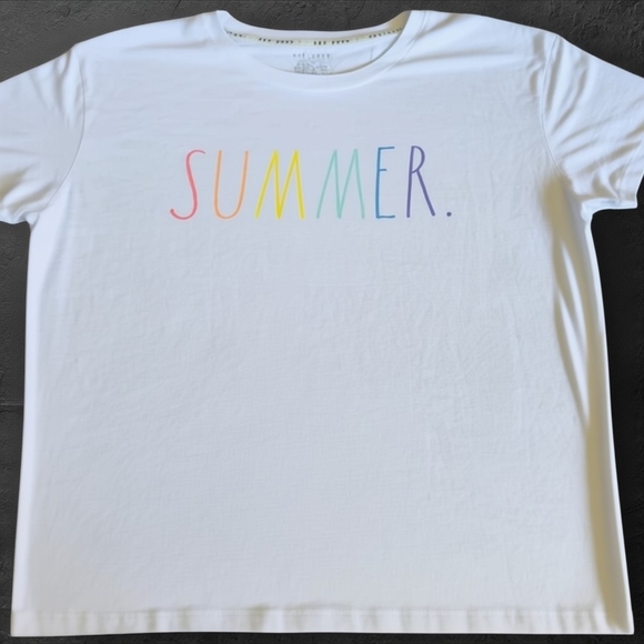 Rae Dunn Tops - Rae Dunn Summer Graphic Tee White Short Sleeve T Shirt Plus Size 1X Minimalist